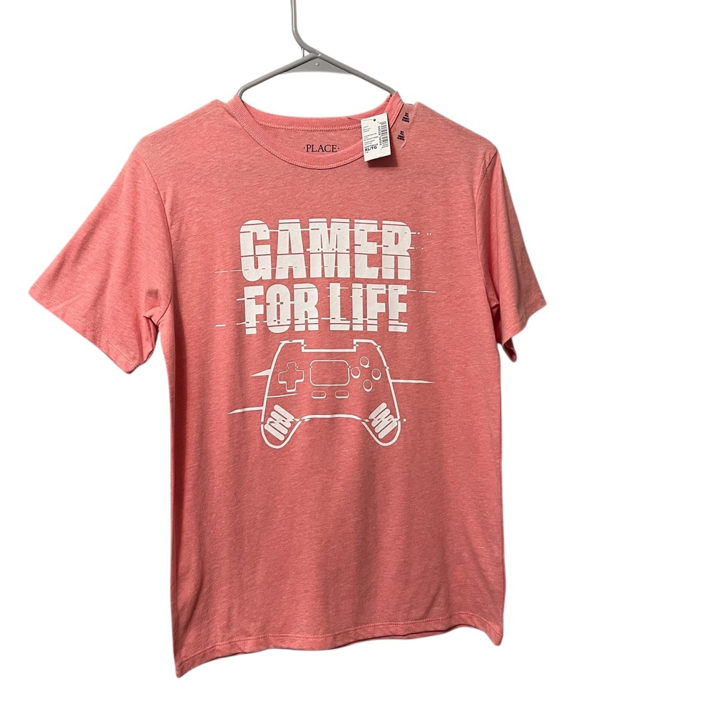 The Childrens Place Boys Gamer For Life Graphic‎ T Shirt Coral XL 14 Video Games